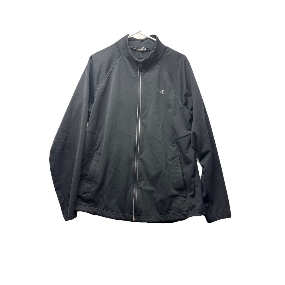 Under Armour Golf Jacket Men Large Black Full Zip Hybrid ColdGear Loose L